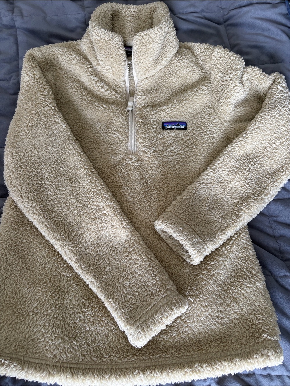 Patagonia Cream Sherpa Quarter-Zip Turtleneck Pullover - Los Gatos
